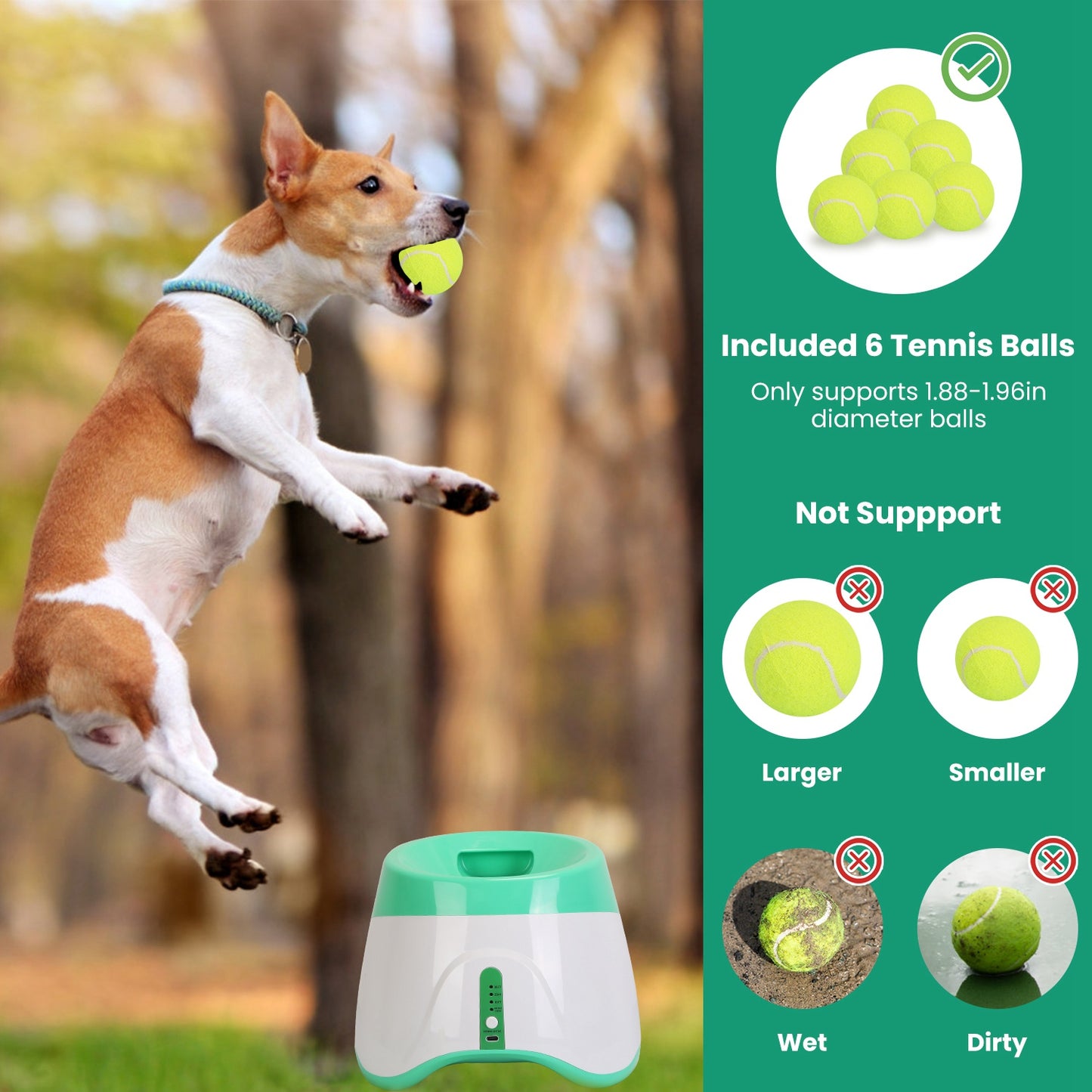 1Pc Automatic Dog Ball Launcher With 6 Tennis Balls