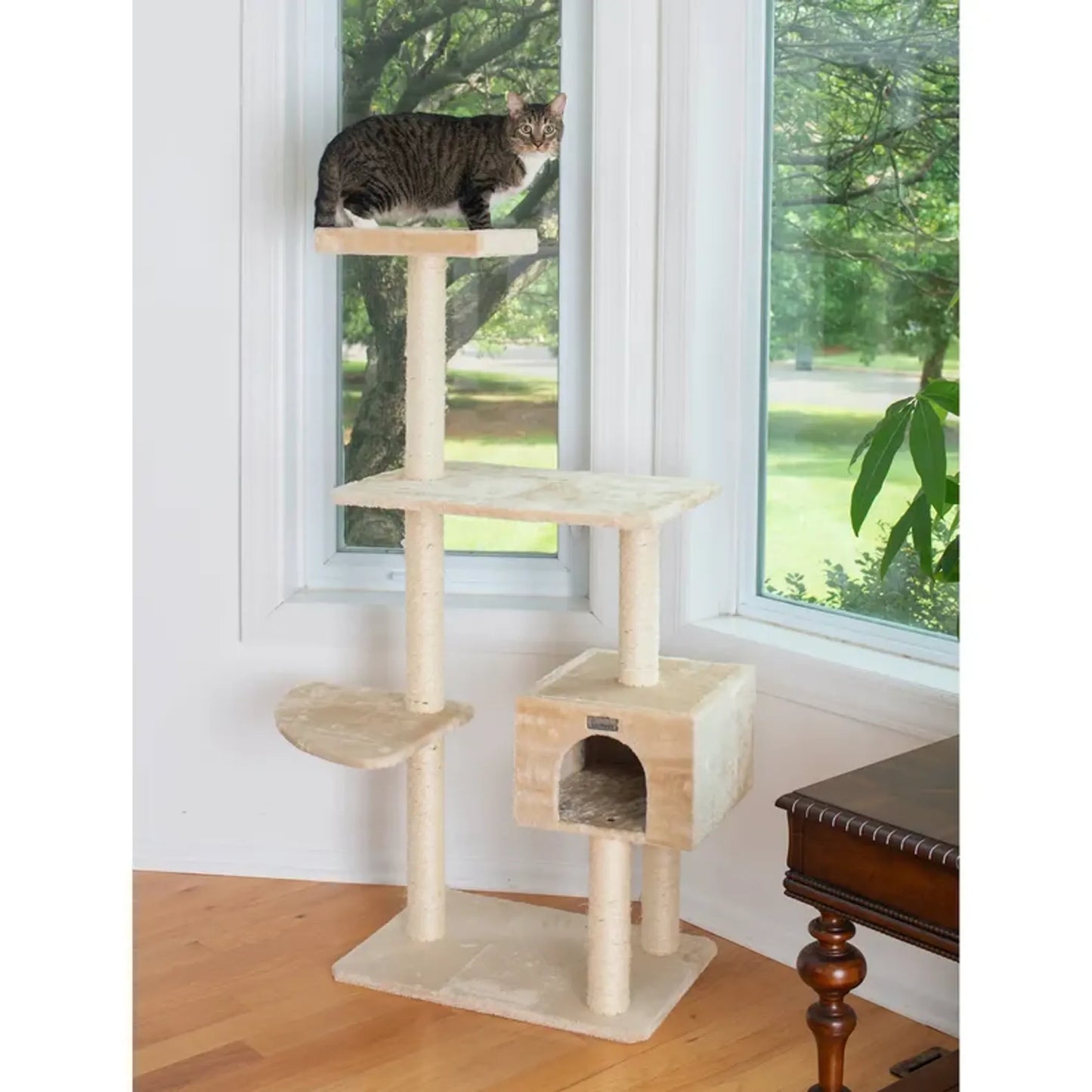 GleePet 57-Inch Cat Tree Real Wood Cat Perch