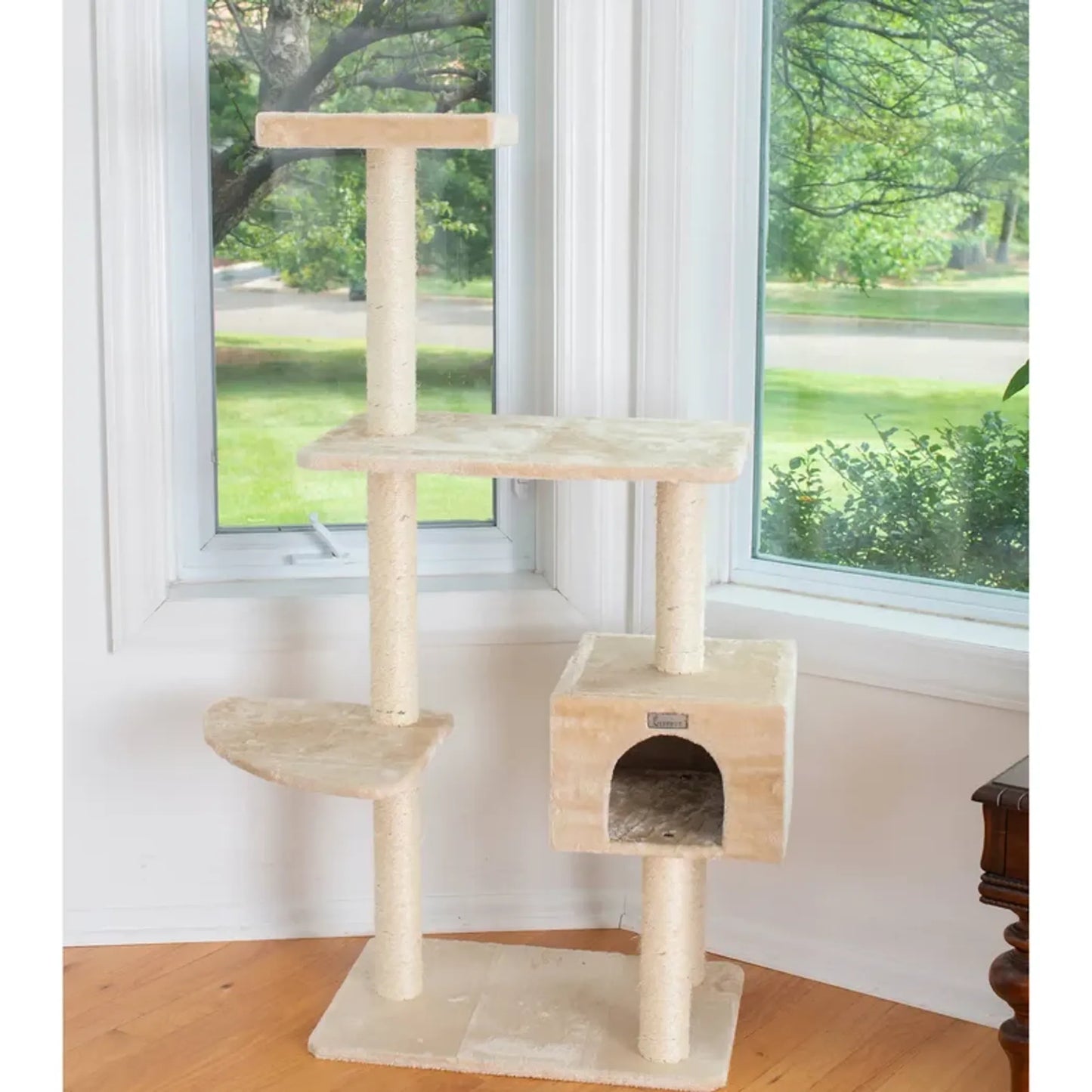 GleePet 57-Inch Cat Tree Real Wood Cat Perch