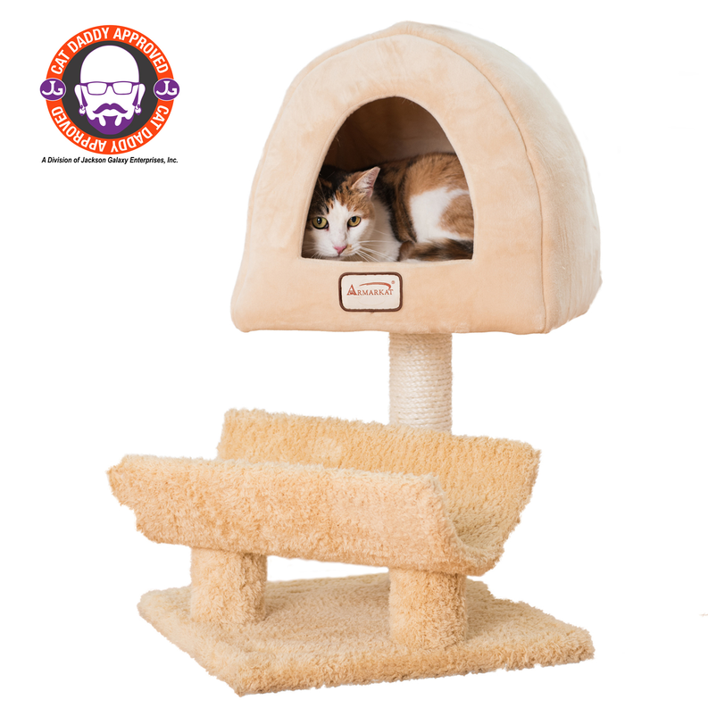 Armarkat Cat Condo With Real Wood Scratching Post