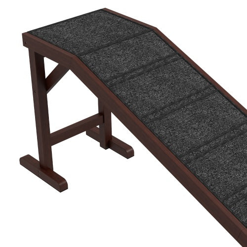 PawHut Dog Ramp For Bed, With Non-Slip Carpet And Top Platform, 74 X 16 X 25, Brown