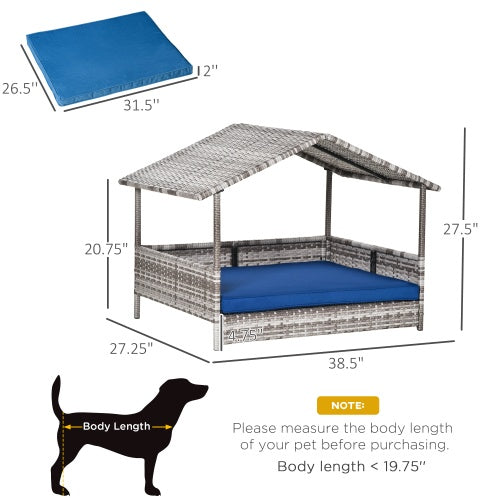 Rattan Pet House With Canopy