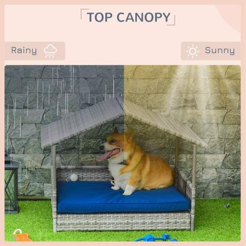 Rattan Pet House With Canopy