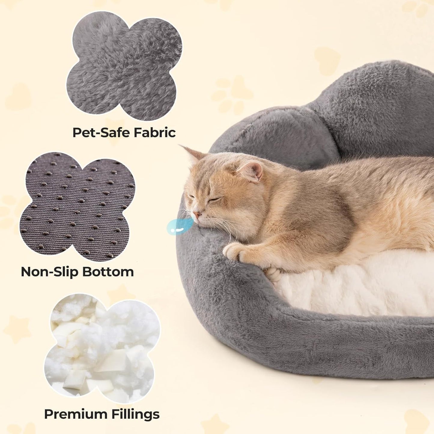 MEWOOFUN Small Dog and Cat Bed - Grey