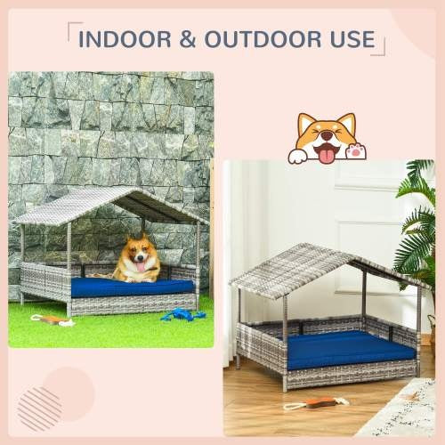 Rattan Pet House With Canopy