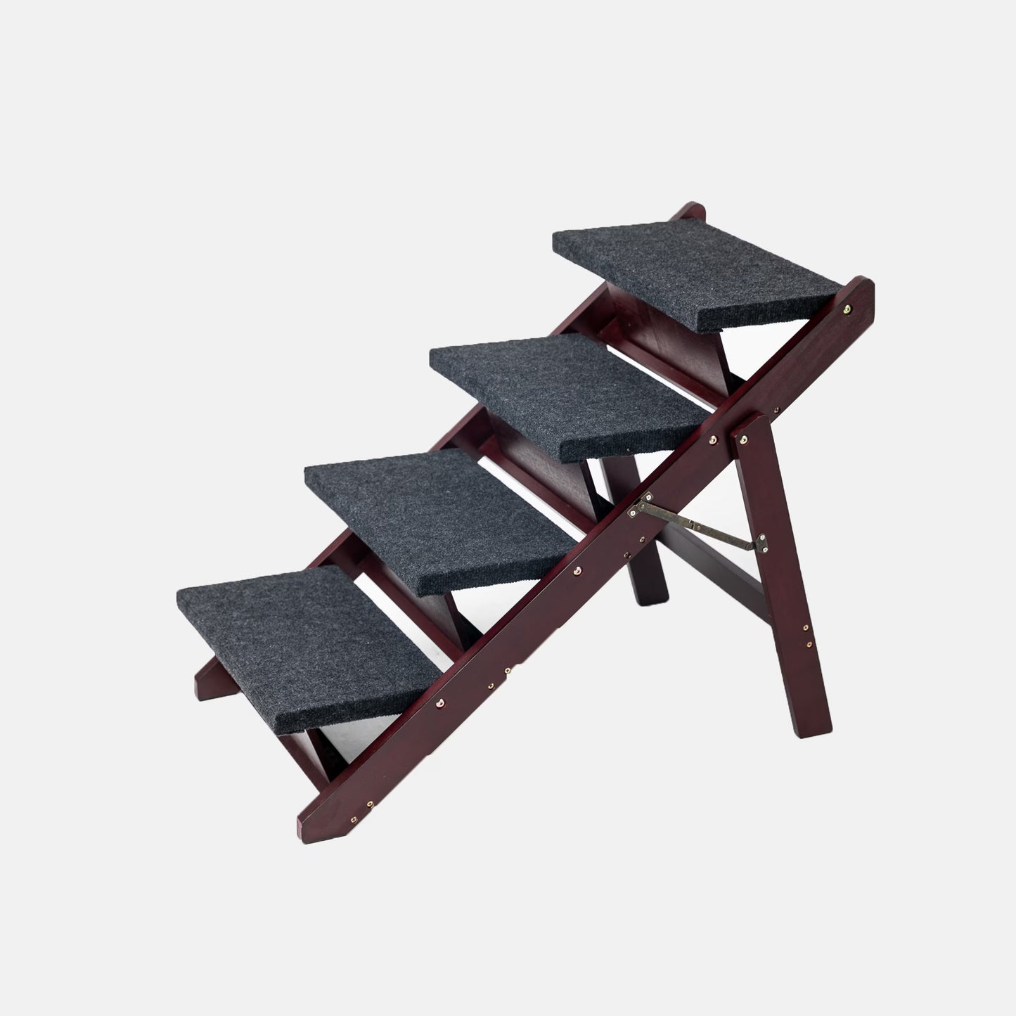 Wooden Dog Stairs - Foldable 4 Levels Pet Stairs - Portable Ladder Up To 110 Pounds