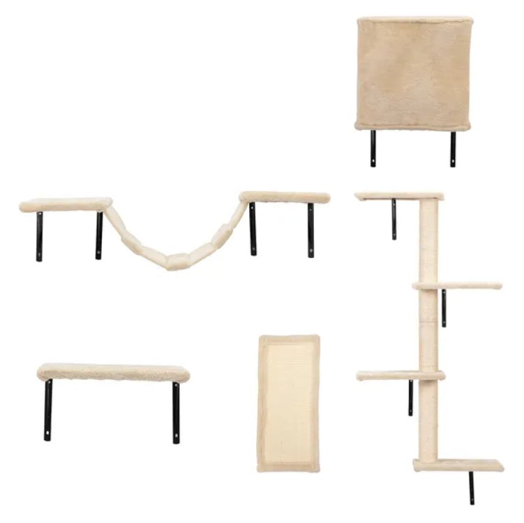 5 Pcs Wall Mounted Cat Climber Set  Floating Cat Shelves