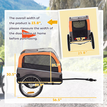 Dog Bike Trailer, Pet Cart Bicycle Carrier with 2 Entrances