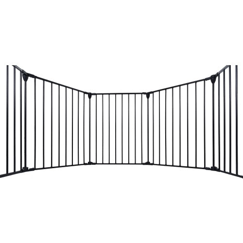 Black Safety Gate  - 6 Panels  - Play Fence With Door