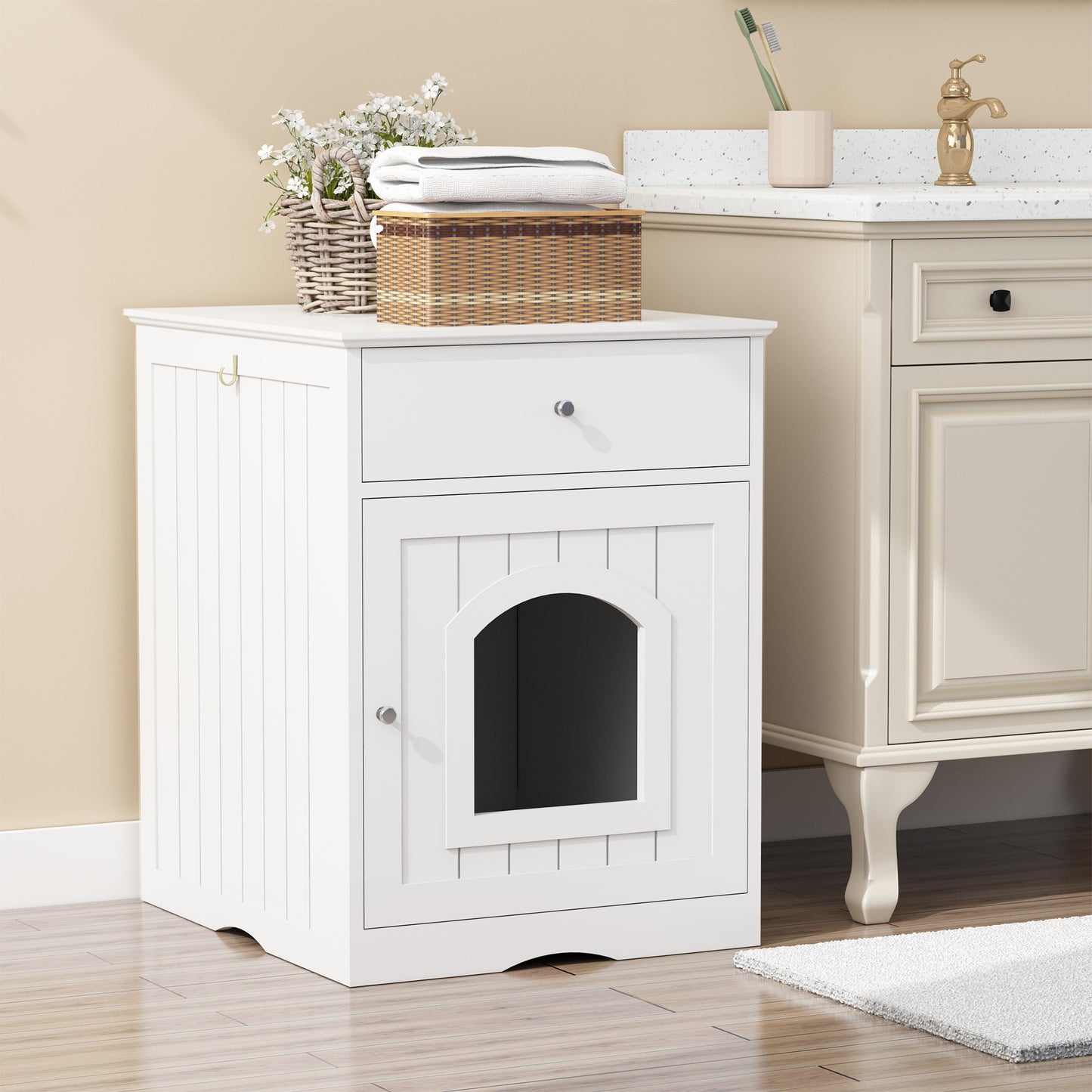 Wooden Pet Litter Box With Drawers