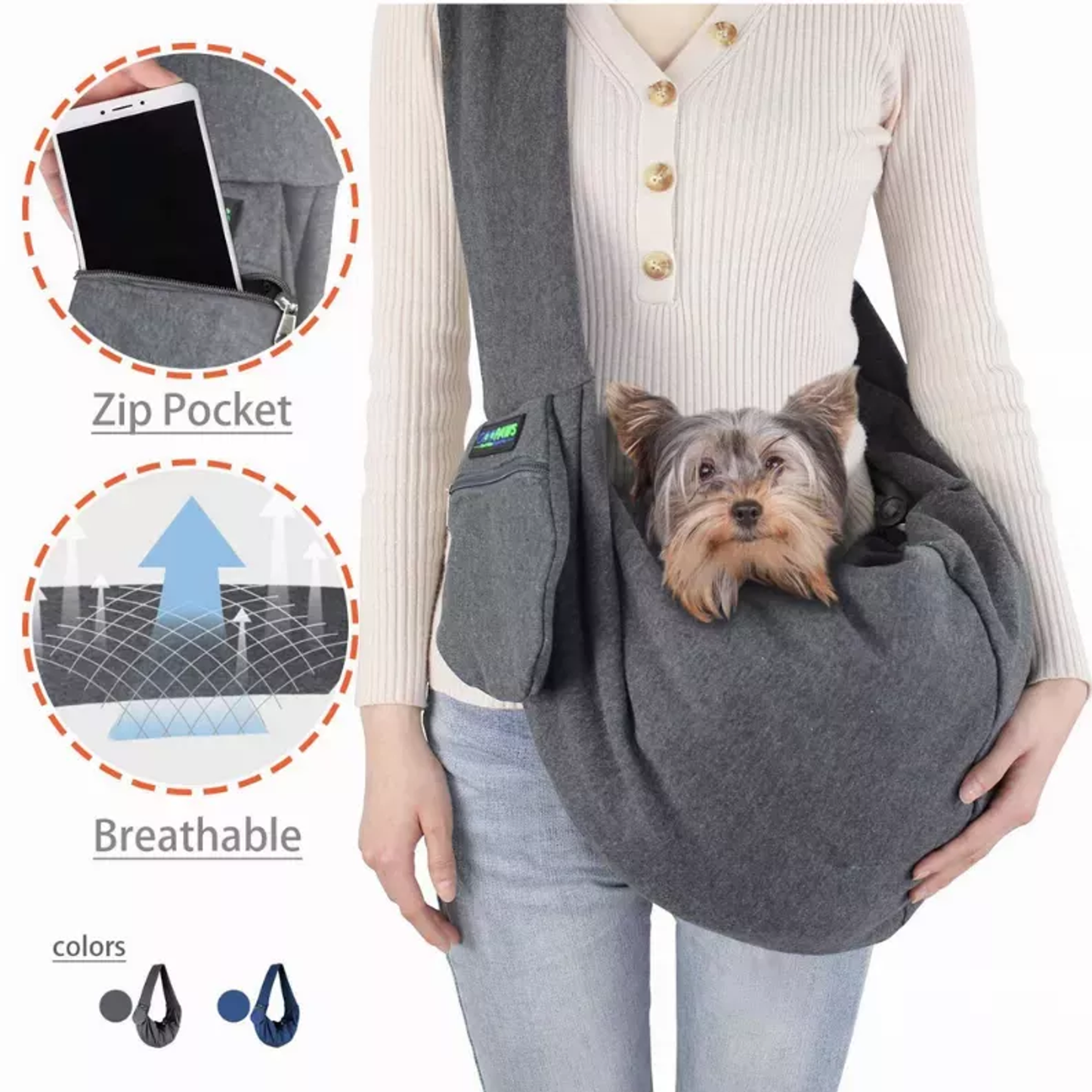 Hands-Free Pet Sling for Small Dog or Cat By JESPET