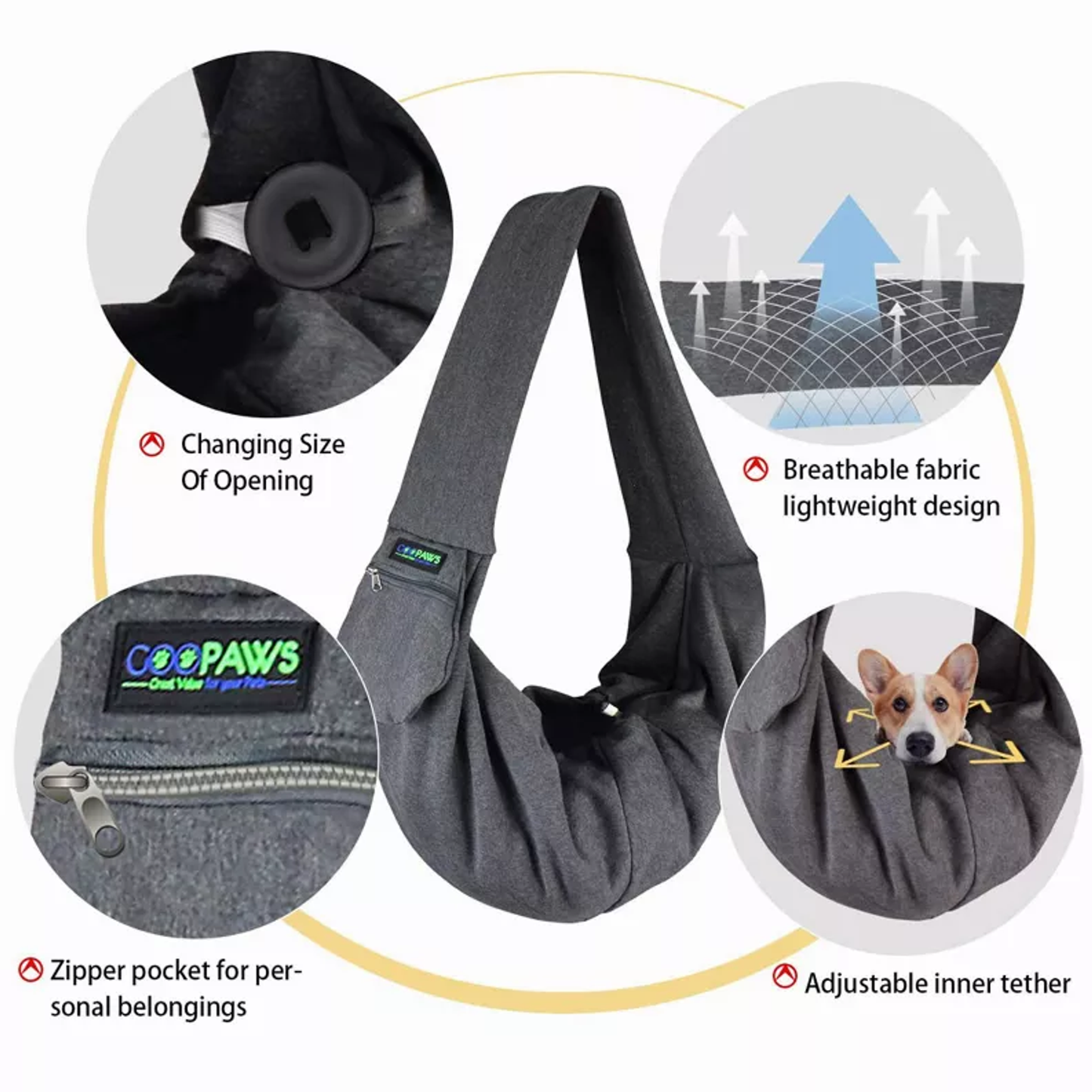 Hands-Free Pet Sling for Small Dog or Cat By JESPET