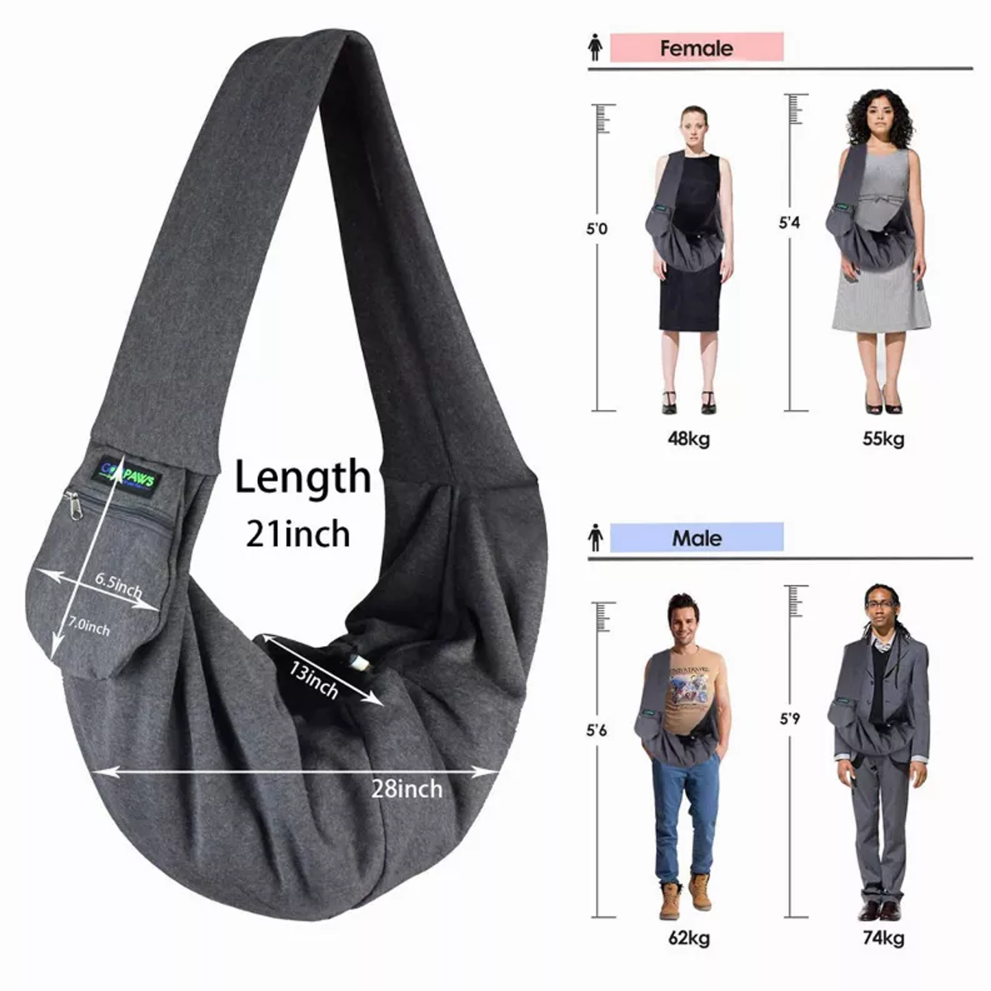 Hands-Free Pet Sling for Small Dog or Cat By JESPET