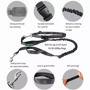 JESPET Hands Free Dog Leash for Running, Walking, Hiking Jogging for Medium & Large Dogs up to 150lbs