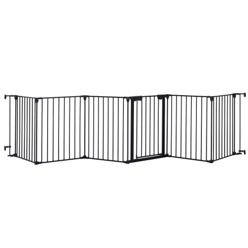 Black Safety Gate  - 6 Panels  - Play Fence With Door