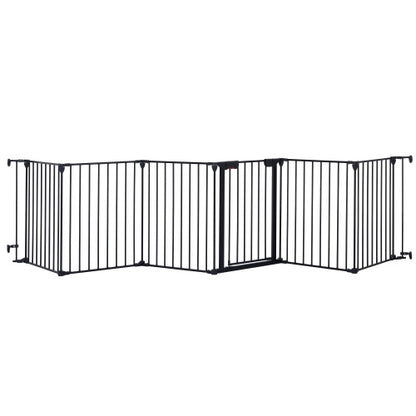 Black Safety Gate  - 6 Panels  - Play Fence With Door