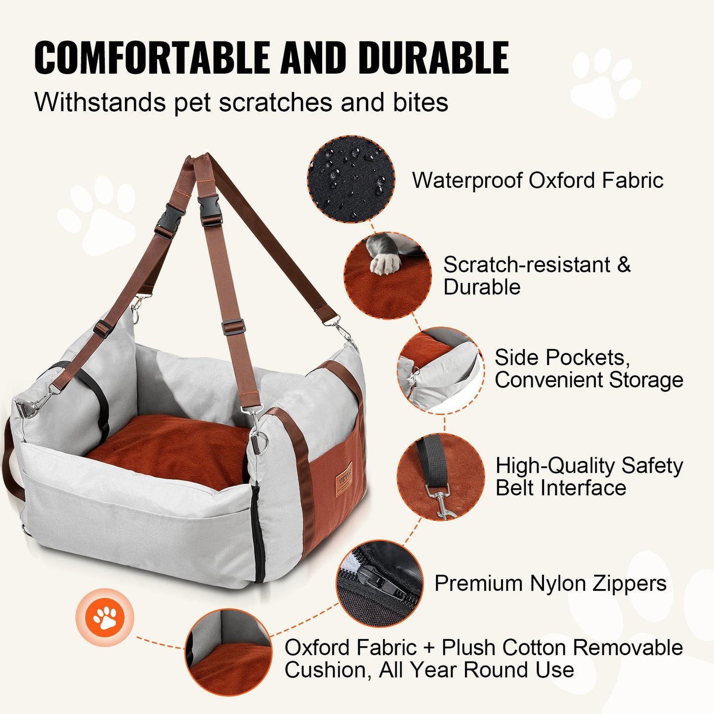 VEVOR Dog Booster Car Seat  - 25lbs Weight Capacity