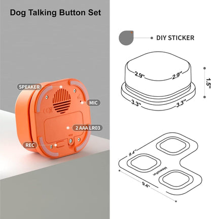 MEWOOFUN Dog Talking Mat Set With 3 Recordable Buttons