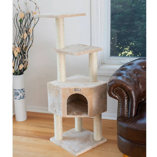 GleePet 48-Inch Cat Tree Real Wood Cat Perch