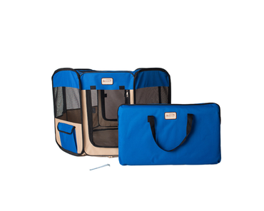Armarkat Portable Pet Playpen In Blue and Beige
