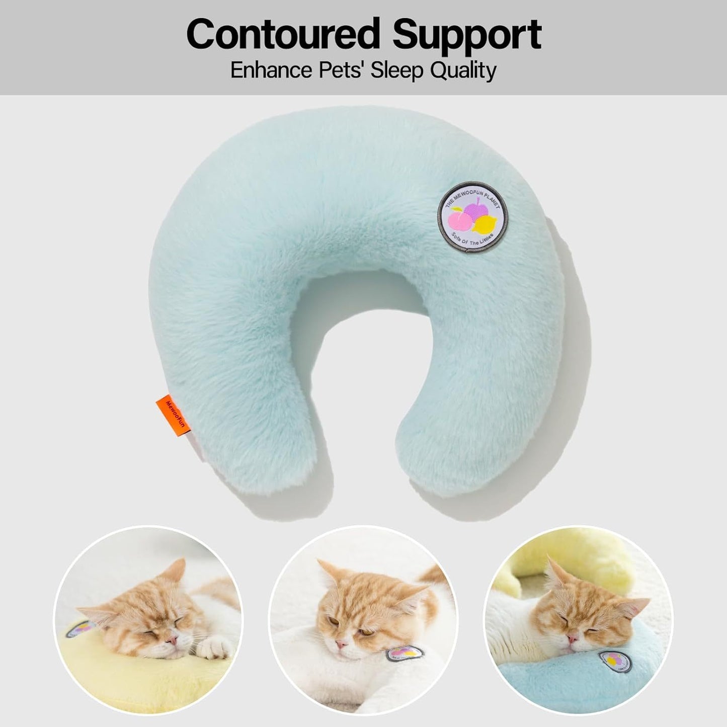 MEWOOFUN U-Shaped Orthopedic Blue Pet Pillow