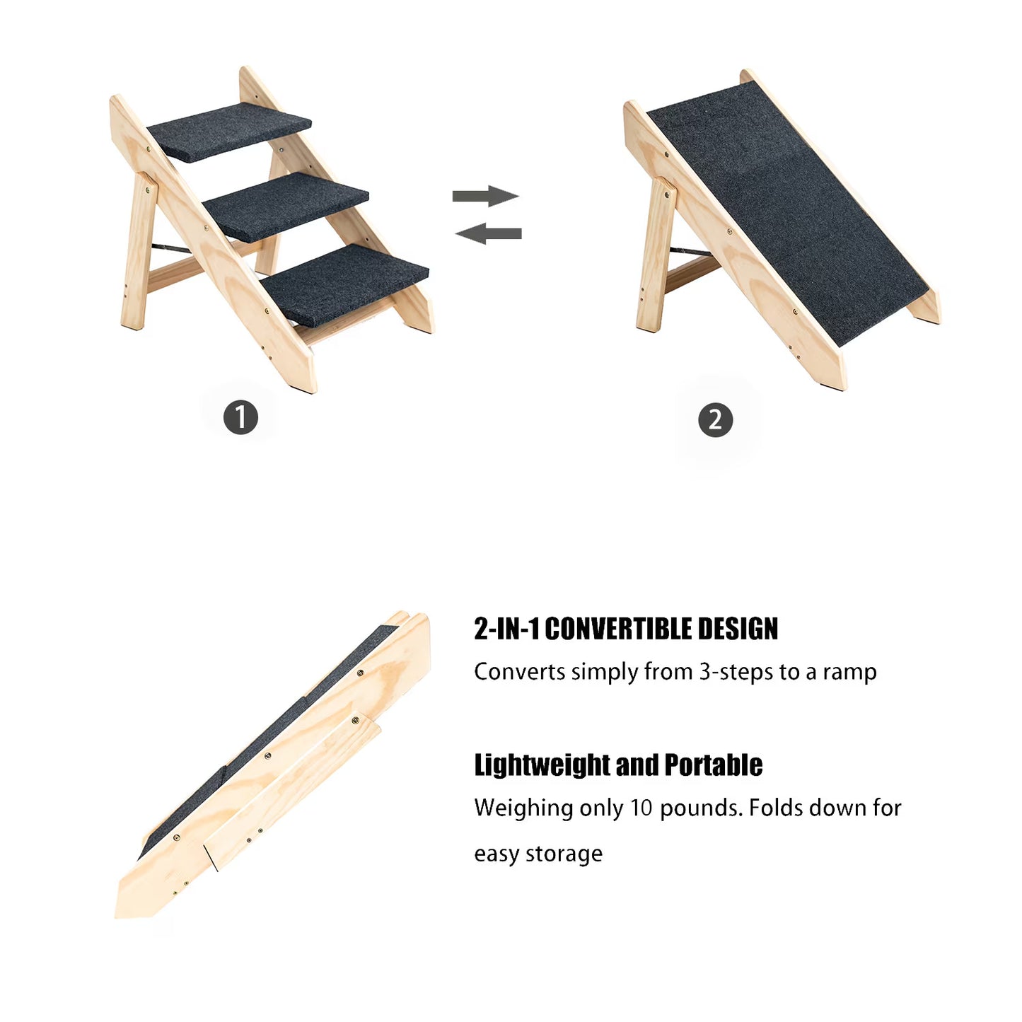 Foldable 3 - Level Dog Stairs & Ramp
