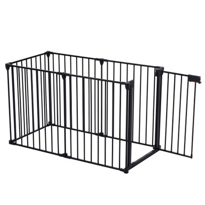 Black Safety Gate  - 6 Panels  - Play Fence With Door