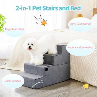 Pet Stairs  - Four Step  -  Soft Gray