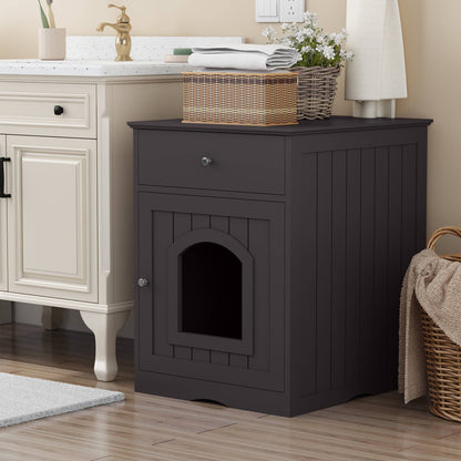 Wooden Cat Litter Box Side Table