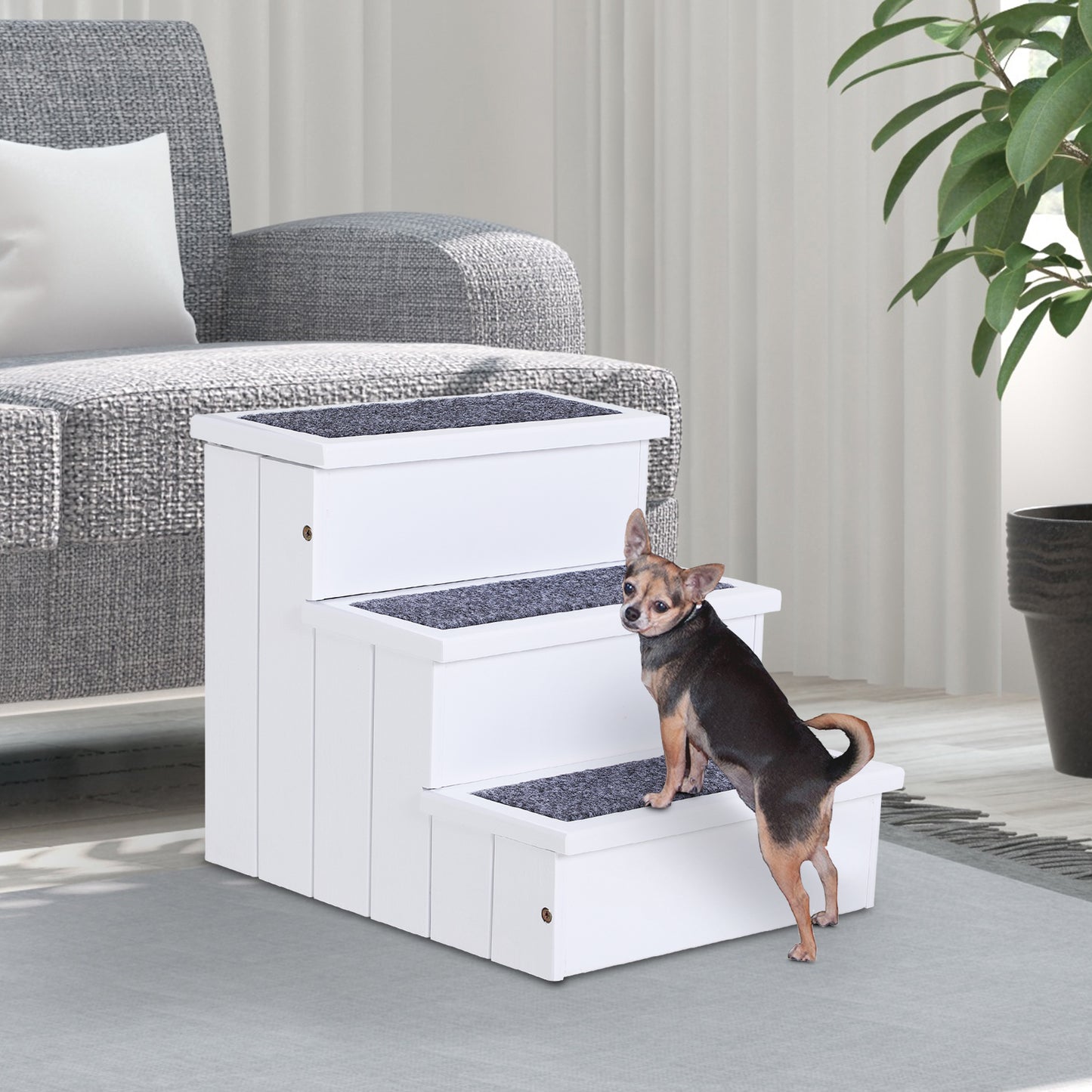 3 Step Carpeted Non Slip Pet Stairs