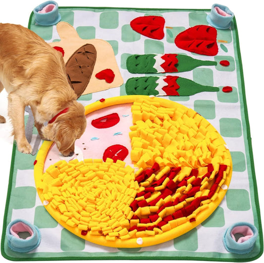 Snuffle Mat For Pets By MeowFun -  16" Blue Round Washable Mat