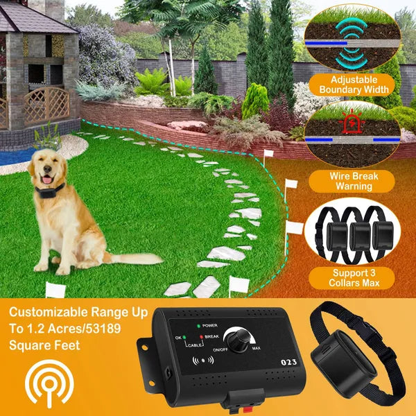 Electric Dog Fence System With (2) Collars