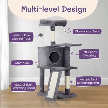 47inch, Dark Grey, Cat Scratcher, Trapezoidal Cat Condo