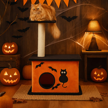 Halloween Cat Tree with a Large Scratching Post