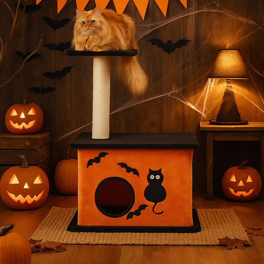 Halloween Cat Tree with a Large Scratching Post