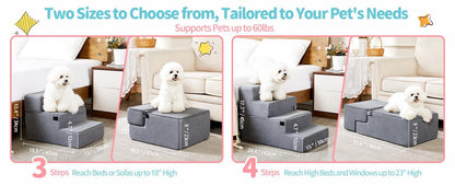 Pet Stairs  - Four Step  -  Soft Gray