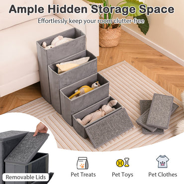 4-Step Dog Stairs  -  Foldable With Adjustable Steps