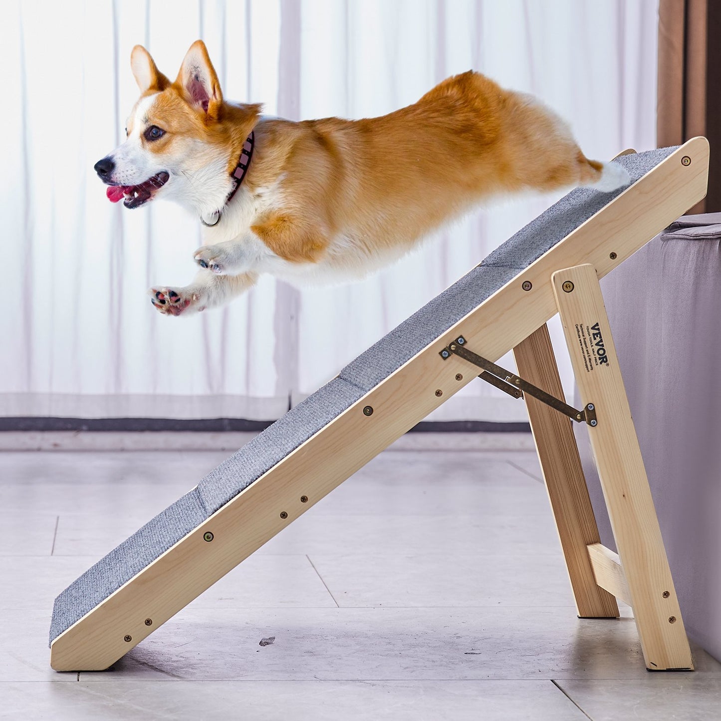 2-in-1 Foldable, 4-Step Wooden Dog Stair-Ramp For Beds, Sofa And Cars - Up To 150 Lbs