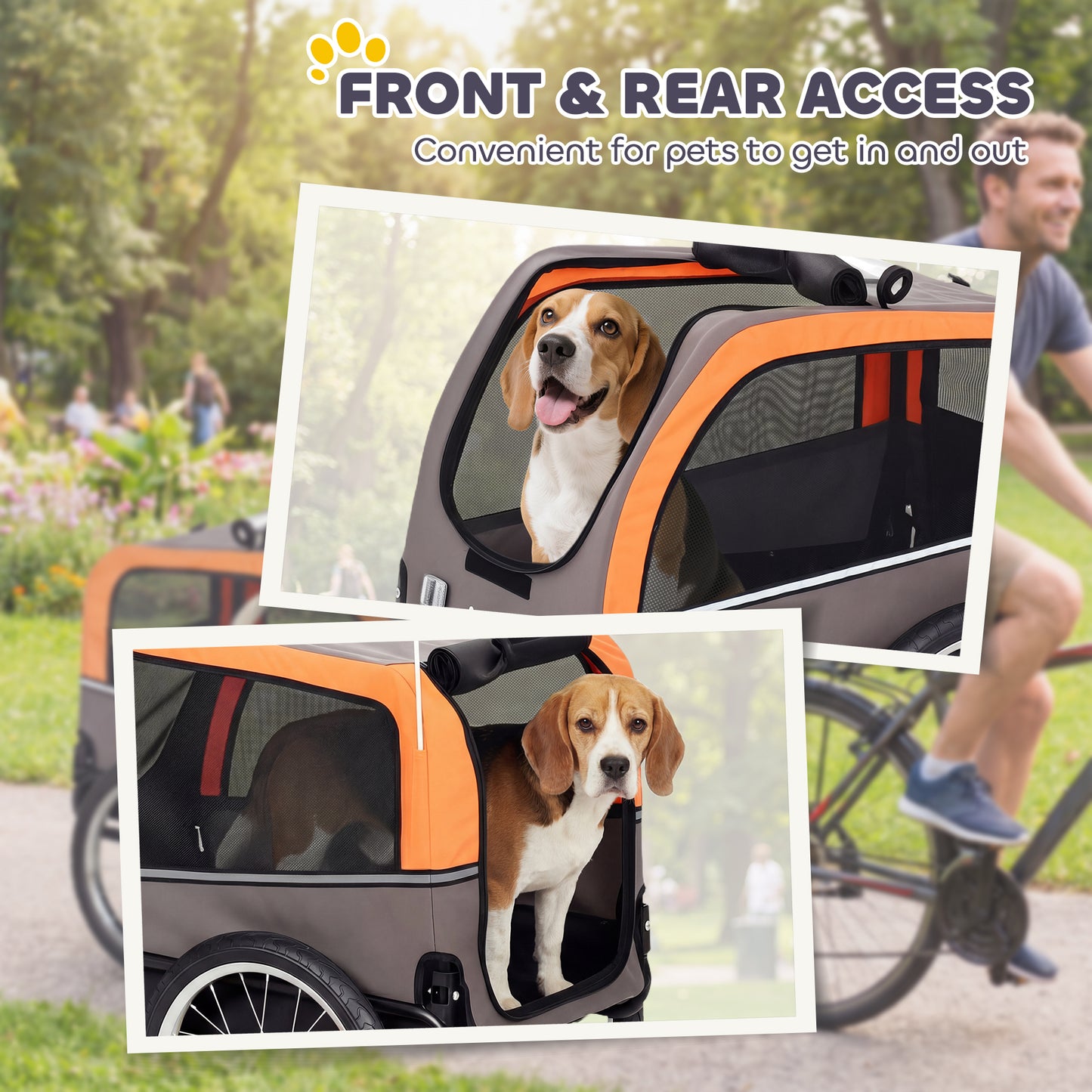 Dog Bike Trailer, Pet Cart Bicycle Carrier with 2 Entrances