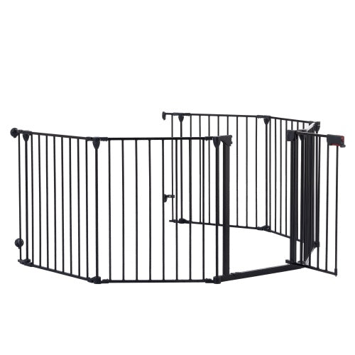 Black Safety Gate  - 6 Panels  - Play Fence With Door