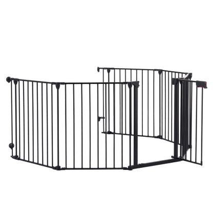 Black Safety Gate  - 6 Panels  - Play Fence With Door