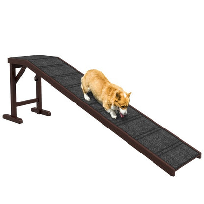 PawHut Dog Ramp For Bed, With Non-Slip Carpet And Top Platform, 74 X 16 X 25, Brown