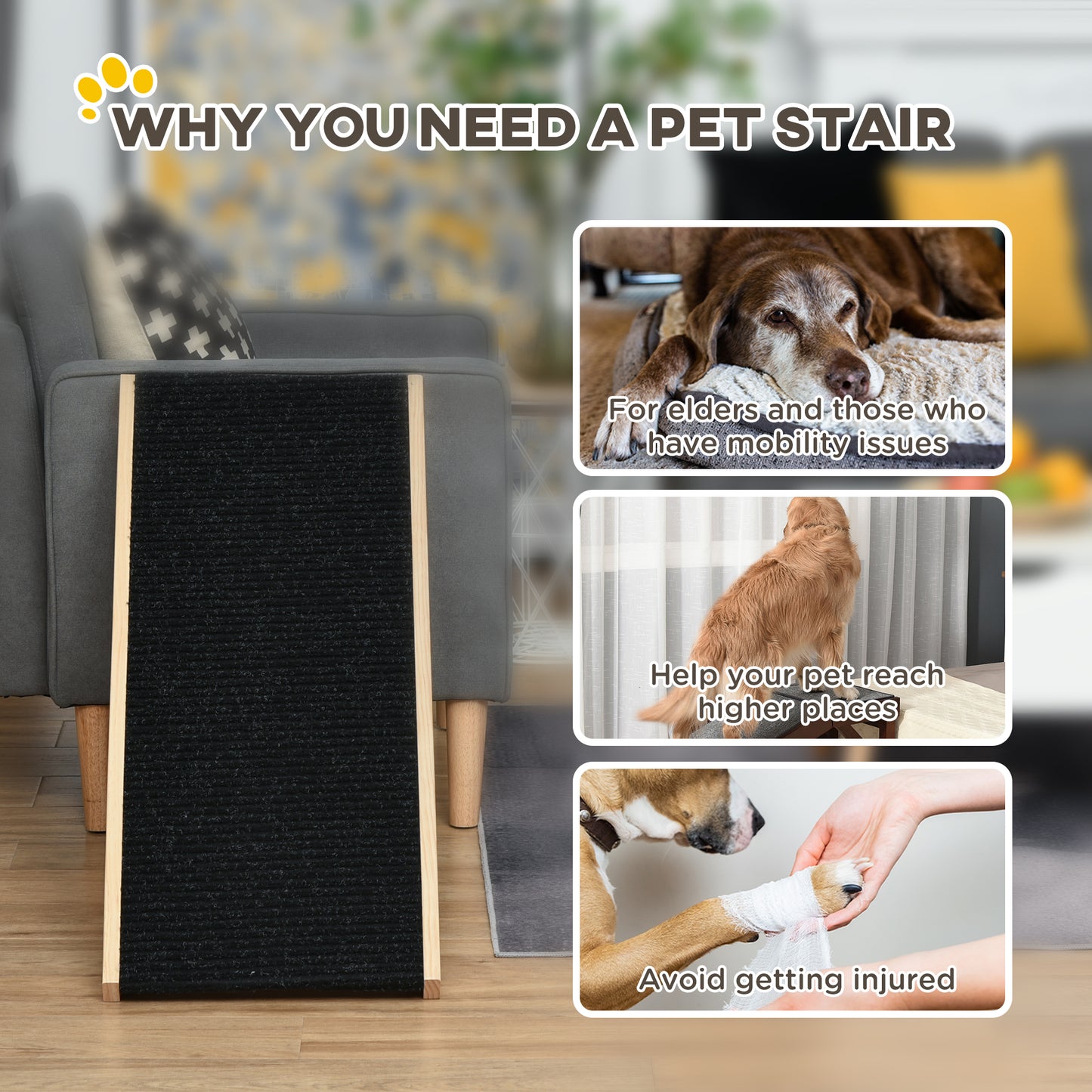 Elevated Dog Ramp for Bed or Couch
