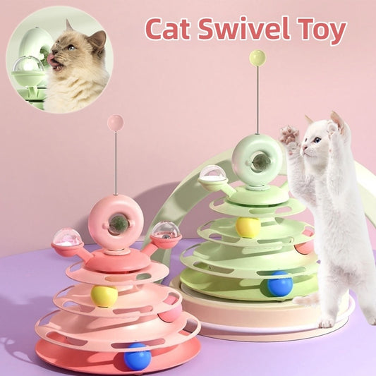 4-Level Cat Toy Tower Turntable Interactive Intelligence Pets Toys