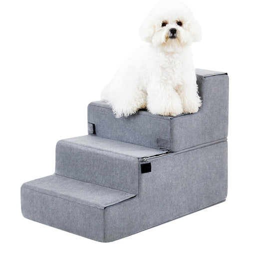Pet Stairs  - Four Step  -  Soft Gray