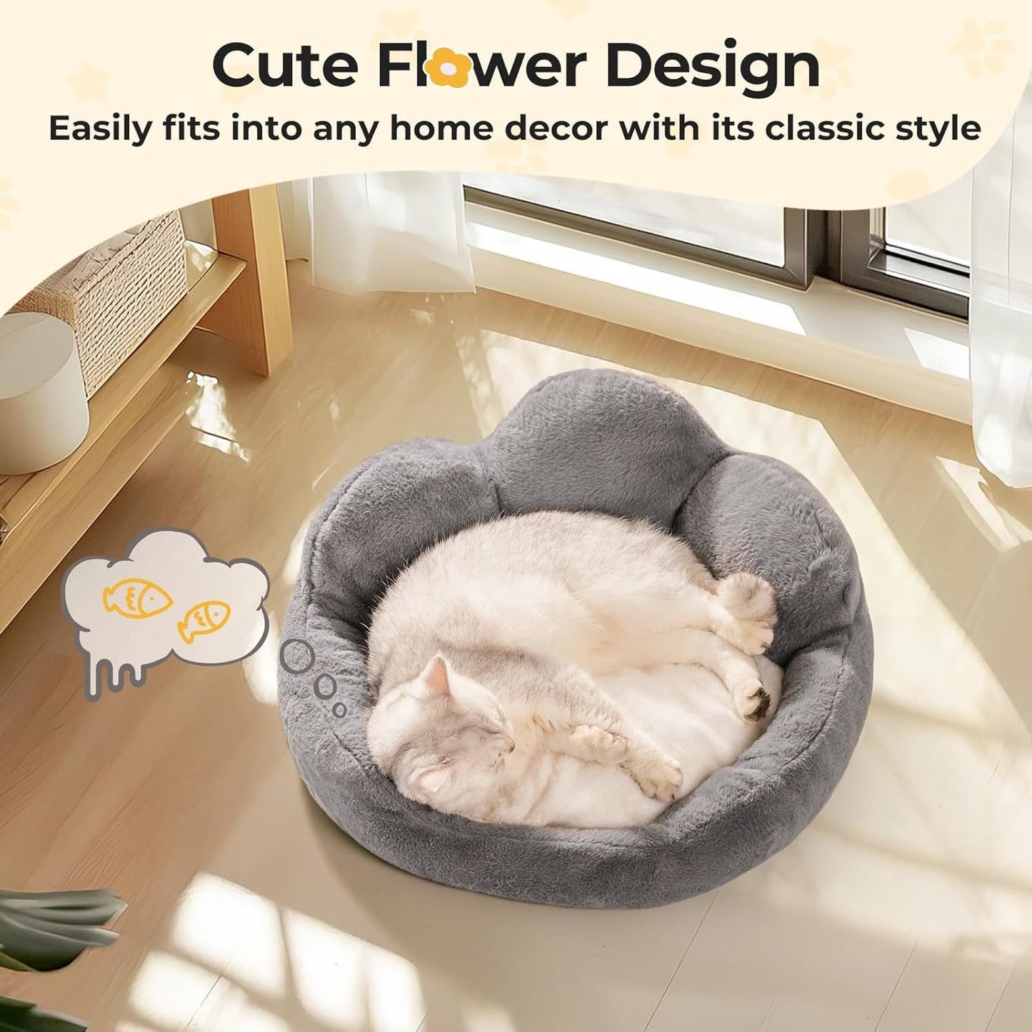 MEWOOFUN Small Dog and Cat Bed - Grey