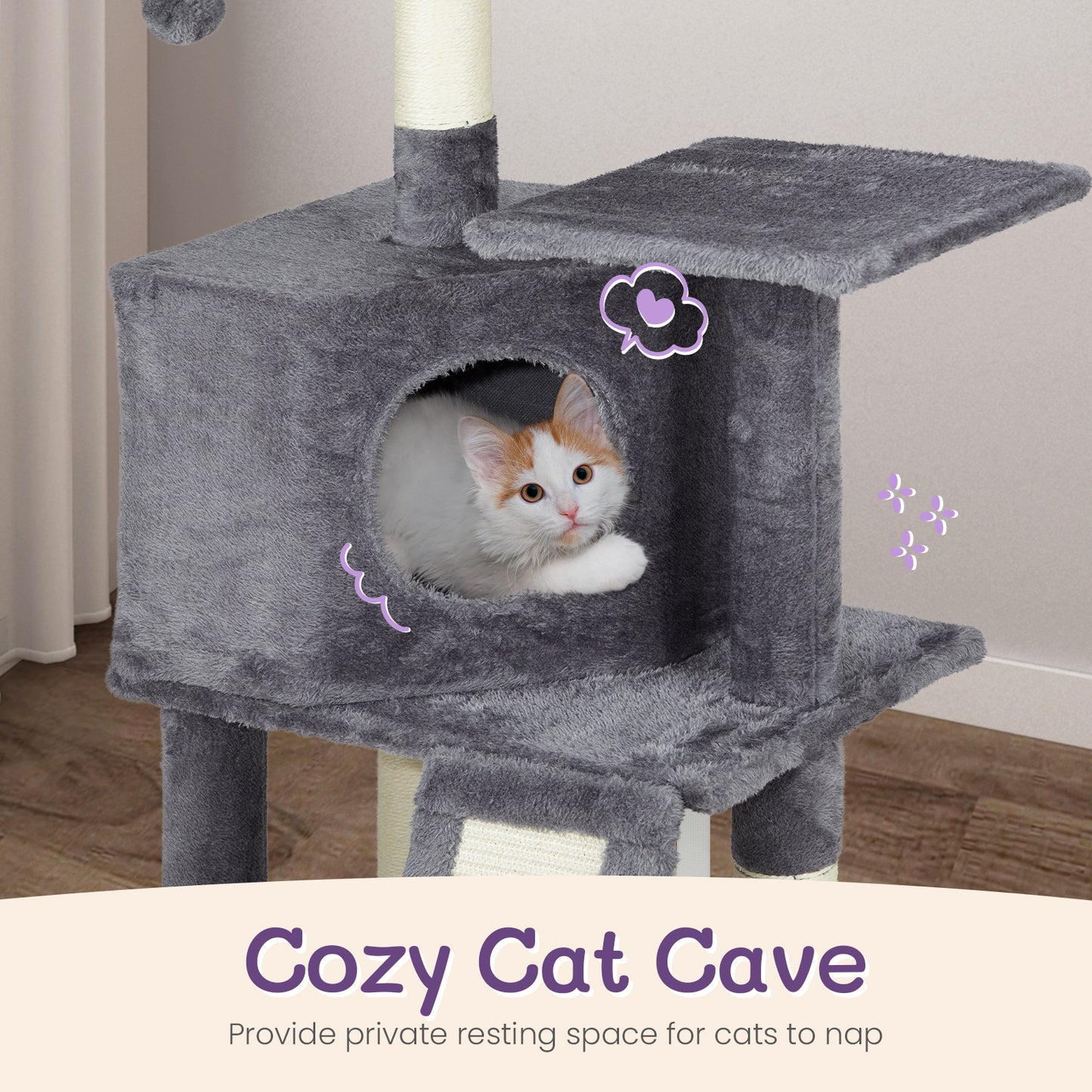 47inch, Dark Grey, Cat Scratcher, Trapezoidal Cat Condo