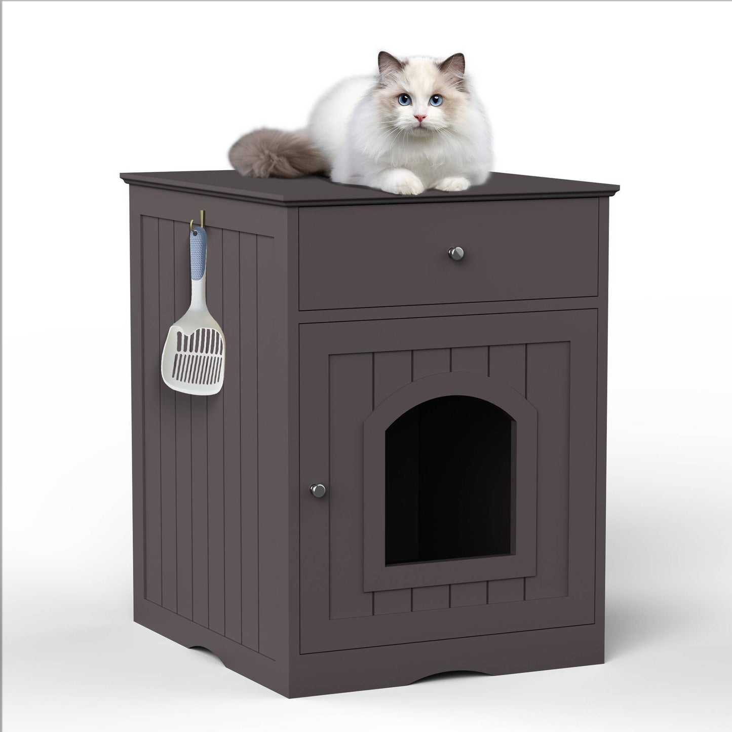 Wooden Cat Litter Box Side Table