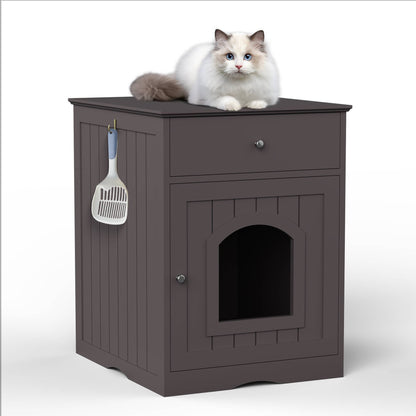 Wooden Cat Litter Box Side Table