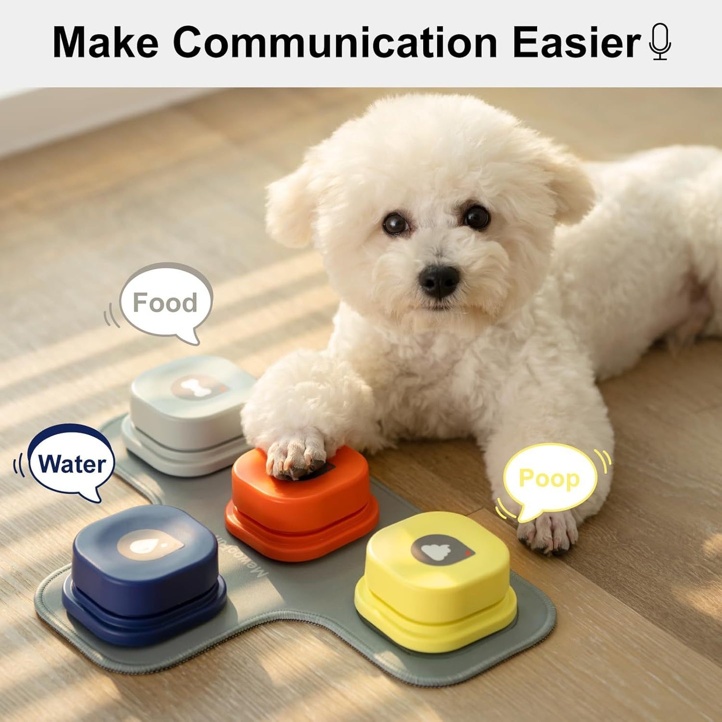 MEWOOFUN Dog Talking Mat Set With 3 Recordable Buttons